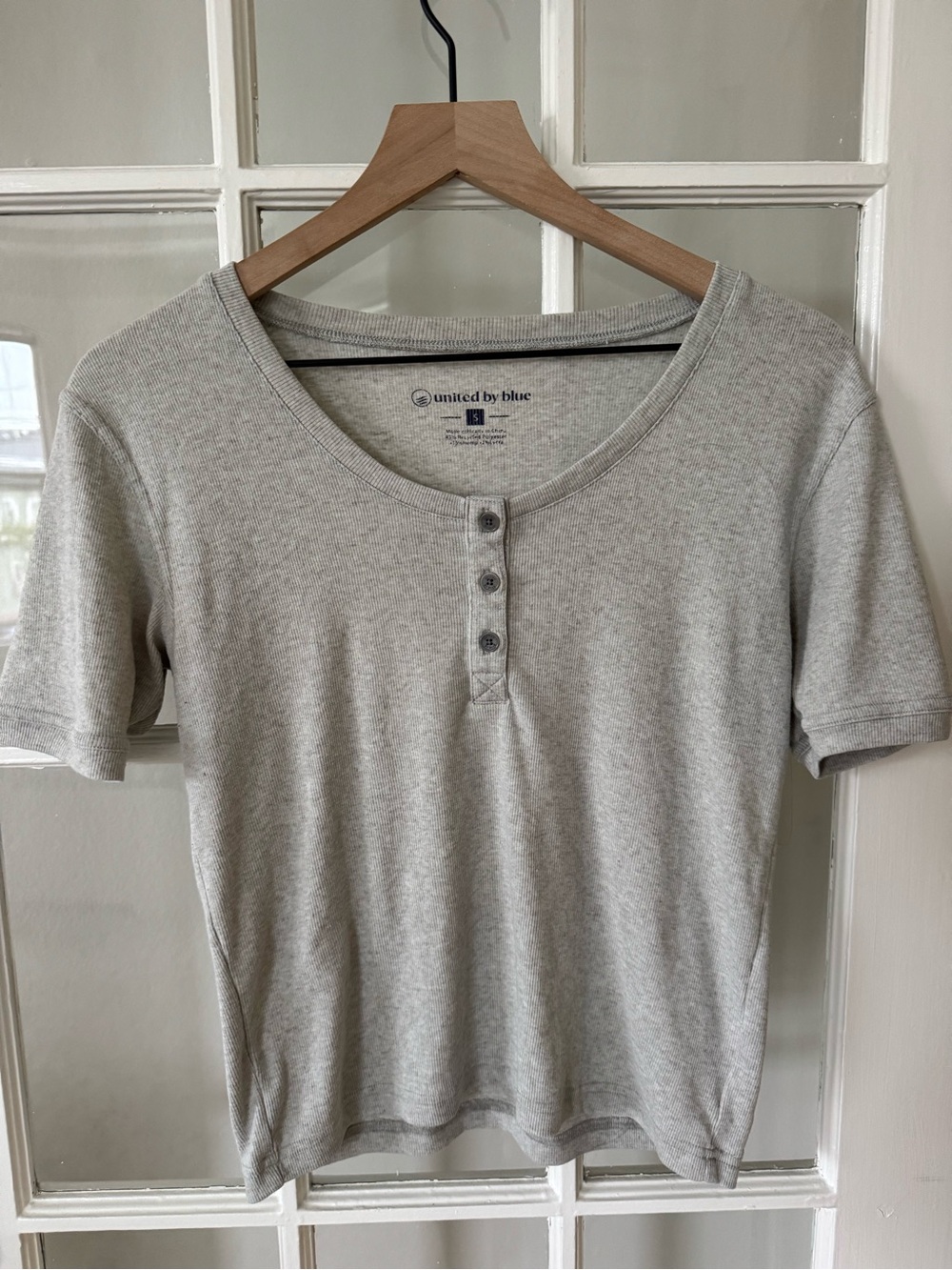 United By Blue Light Gray Short-Sleeve Henley Tee